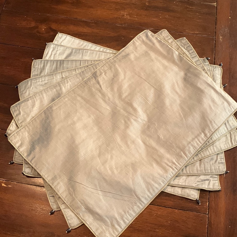 set of six silver raw silk silver placemats